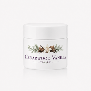 Little Creek Tallow Cedarwood Vanilla jar on white.